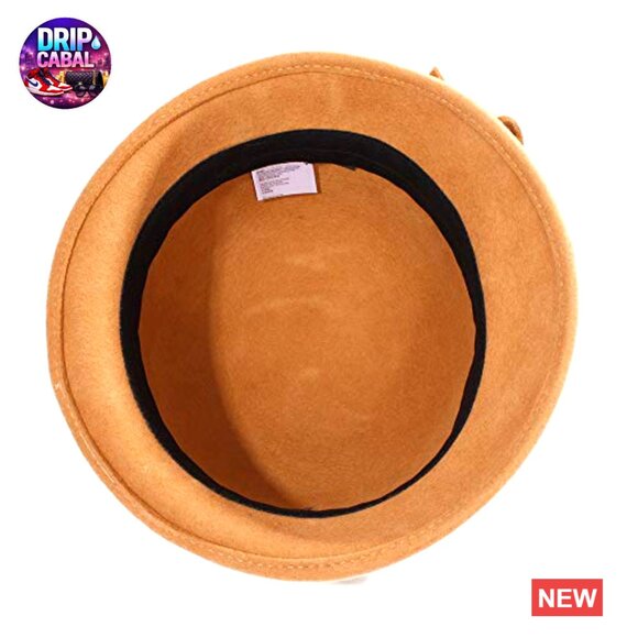 Wool Felt Fedora Hat with Bow Adjustable Drawstring Winter Church main image 4